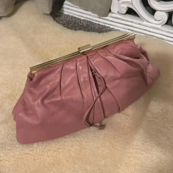 ZARA NEW LEATHER DOUBLE COMPARTMENT PLEATED CROSSBODY BAG pink  6740/510 - Picture 2 of 3